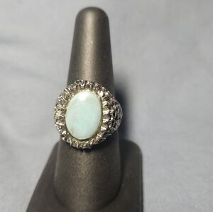 VOGUE Jewelry Co Silver Blue-Green Adjustable Ring 9